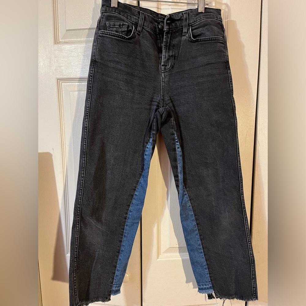 7 For All Mankind Women’s Jeans Blue/Black Two Tone High Waist Size 25
